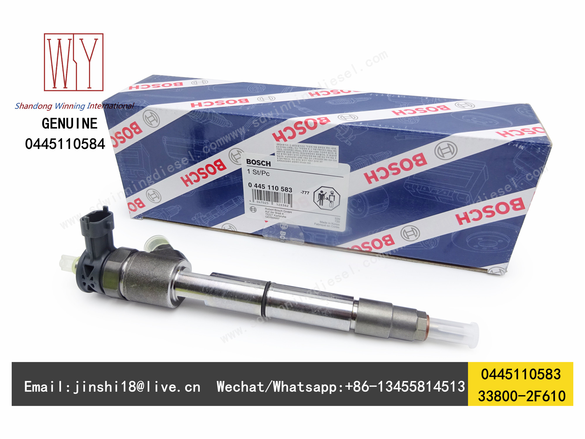 BOSCH GENUINE AND BRAND NEW DIESEL FUEL INJECTOR 0445110583, 0445110584, 33800-2F610 FOR HYUNDAI D4HB EURO 6 ENGINE