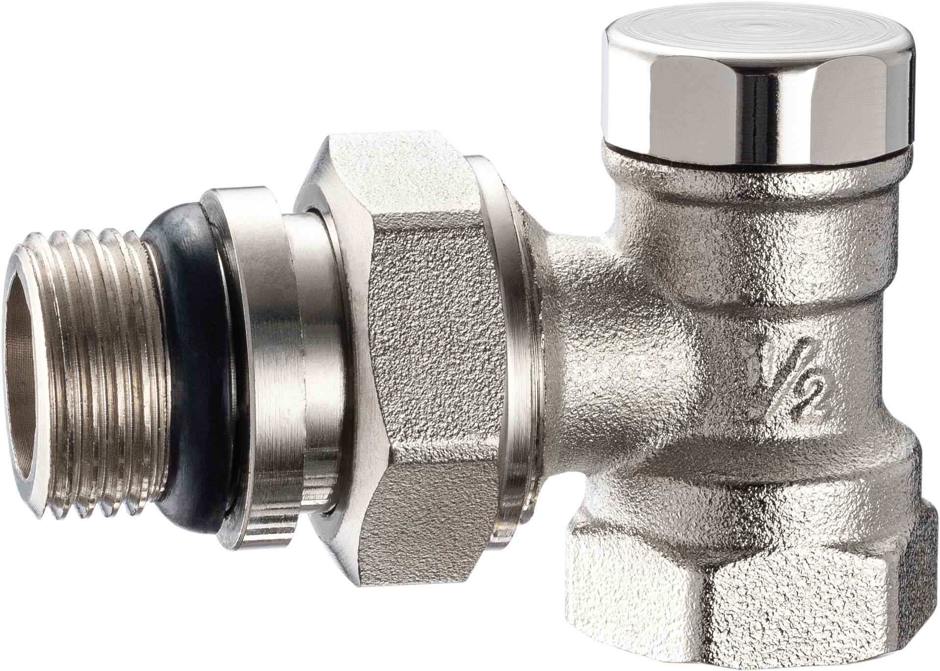 4401 Concealed Handle Brass TRV Angle Valve for Radiator Return DN15 Nickel Plated w/ Female Threads x Flex. Male Nipple