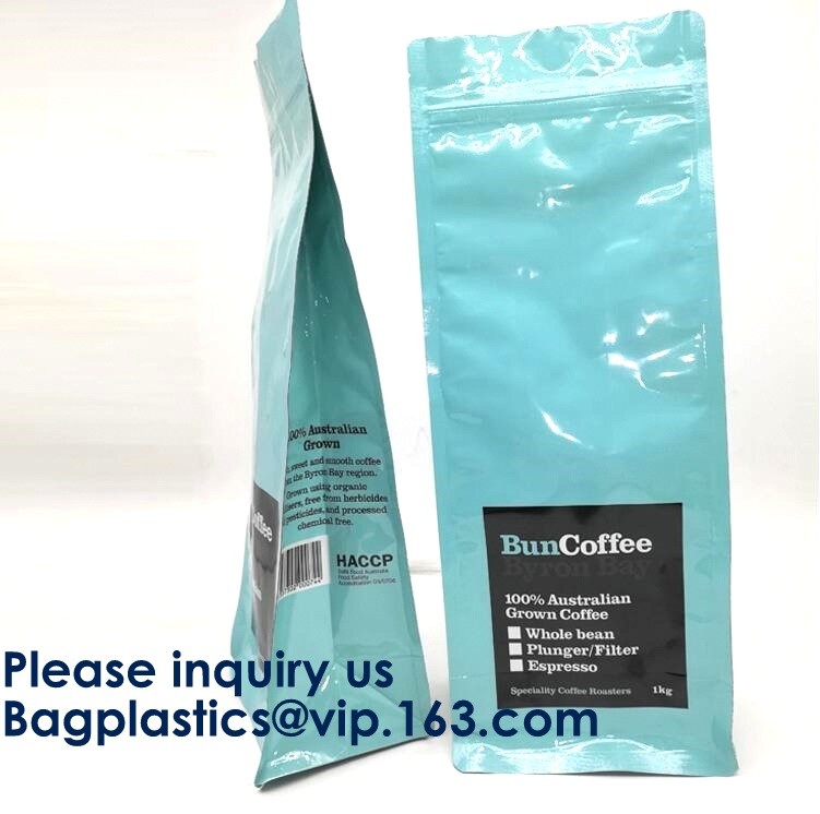 250g Heat Seal Side Gusset Yellow Coffee Pouches Bags With Valve Matte Coating Foil Flat Bottom Pouches Coffee 100g, Box