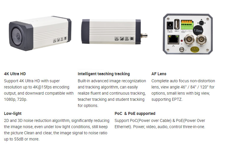 NDI Video Camera 4K IP Live Streaming EPTZ Box Camera Broadcast SDI teaching Tracking 4k conference camera