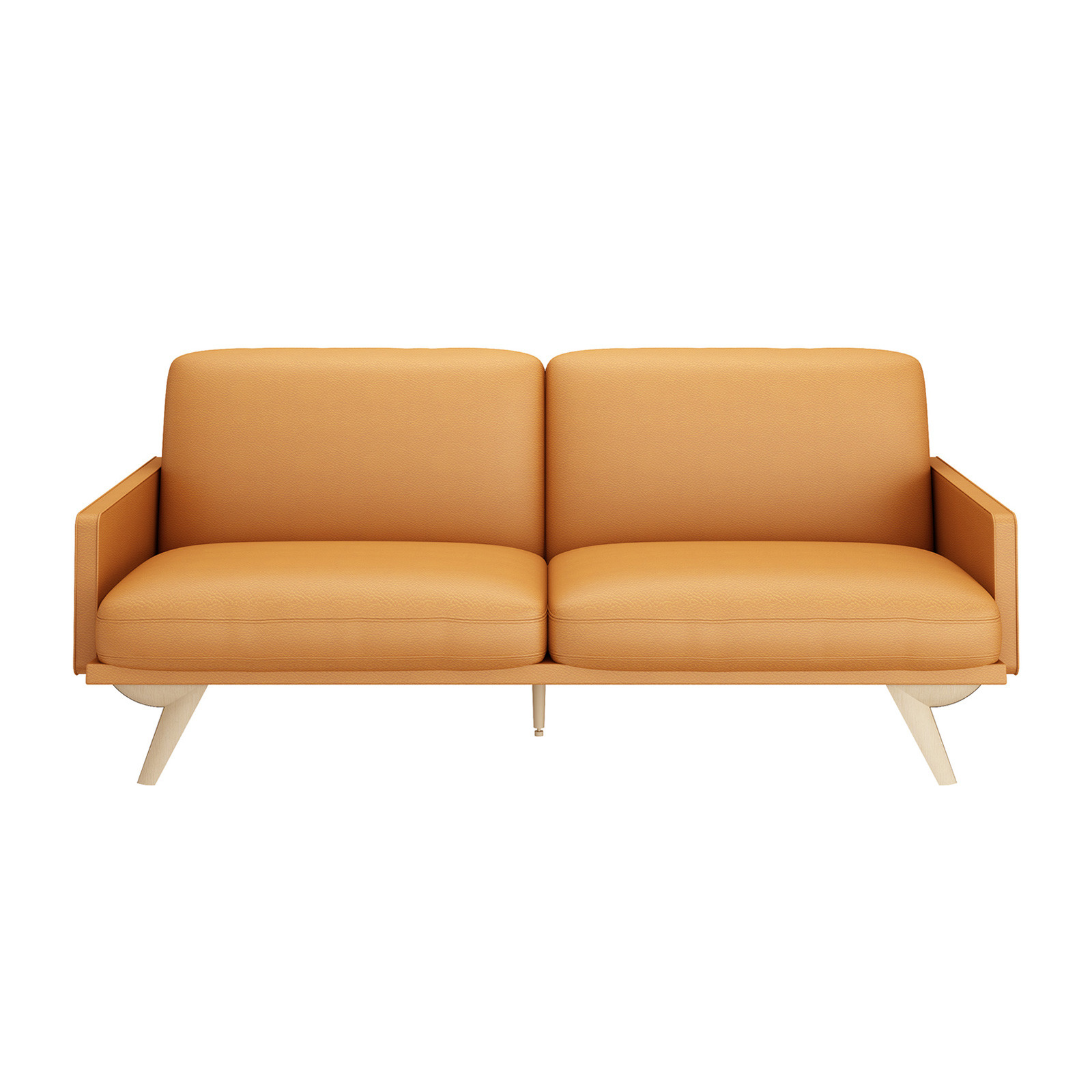 Hotel Sofas Leather upholstered in fashion design with Ash wood legs for Reception furniture made by China sofa factory