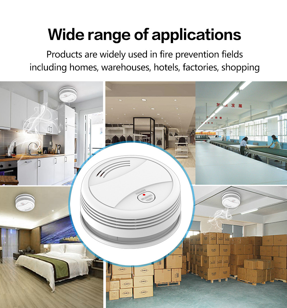 Tuya Smart Home Energy-saving Battery Power Supply Mobile App Push Wifi Smoke Detector