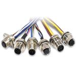 M12 S Coded Connector Female 4 Pins Waterproof Front Panel Mount With Pigtail