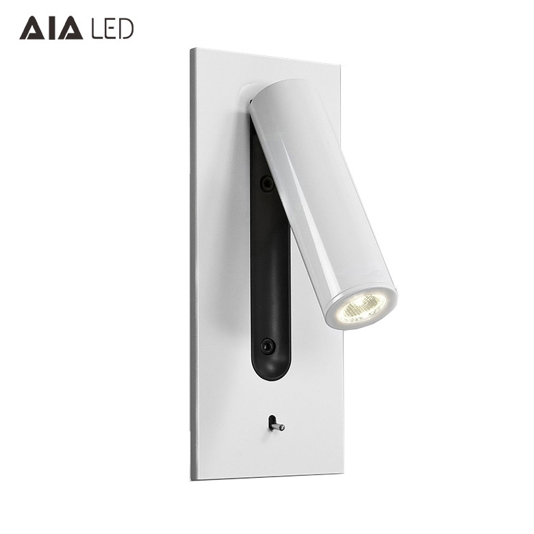 Adjustable stainless steel flexible LED headboard reading light modern aluminum hotel bedside wall light bed wall lamp