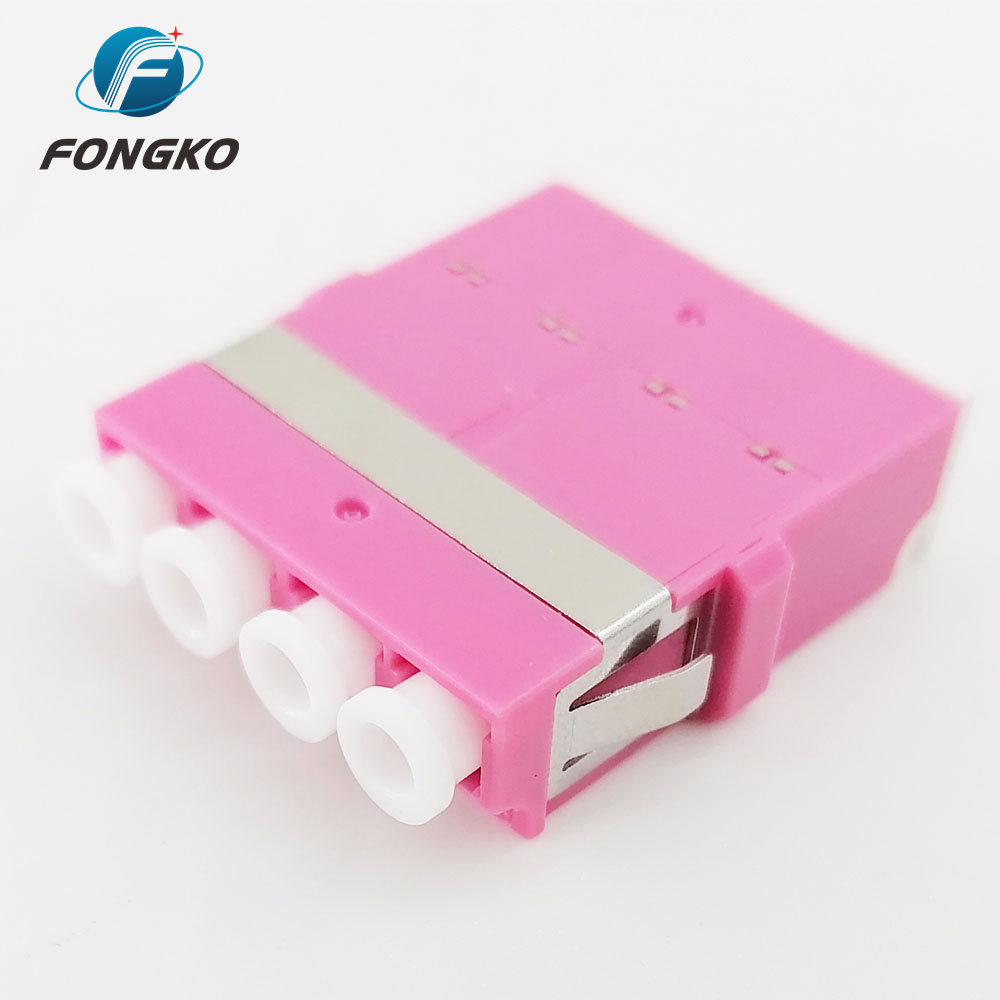 LC OM4 Pink Quad Fiber Optic Adapter With Auto Shutter 850nm