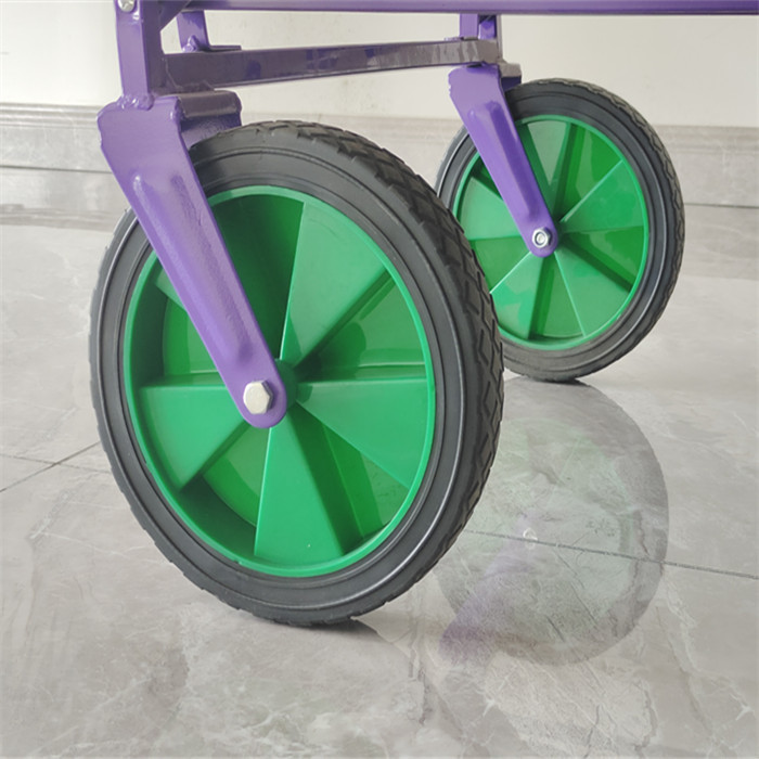 PVC Coating Folding Wagon Cart With Retractable Handle Double Oxford Cloth Pockets