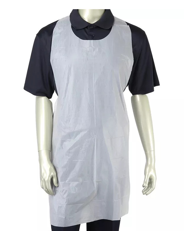 90X133cm Medical PE Disposable Apron White Dirt Proof With Sleeves