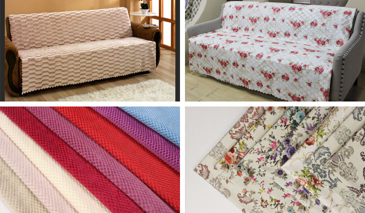 Anti - Slip Sofa Patterned Velvet Upholstery Fabric 28S/32S Density