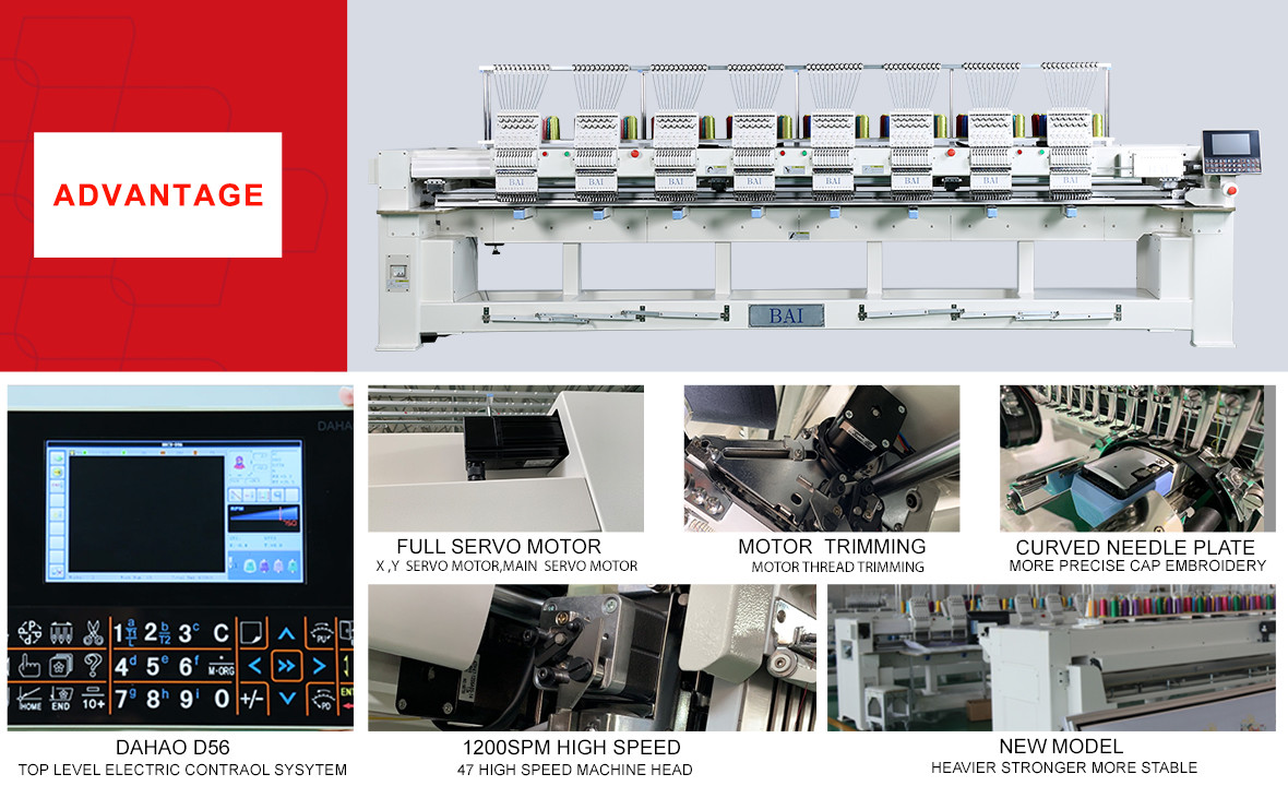 400mm Industrial Hat Embroidery Machine Cap 8 Head Embroidery Machine