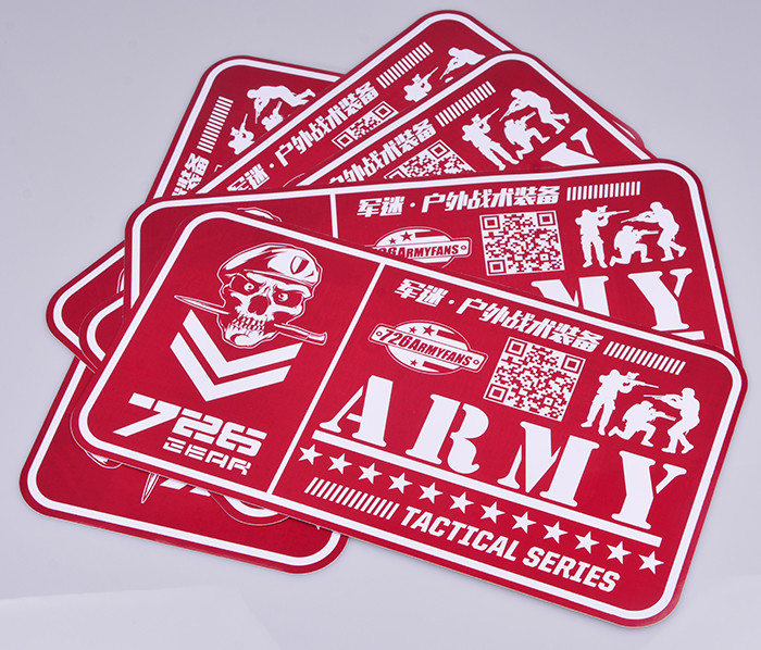 Private one color printed red outdoor UV resistant army tactical series advertising decal sticker