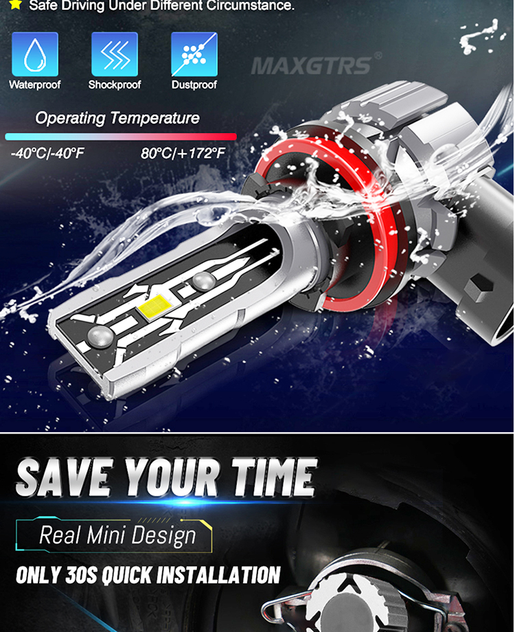 Bi Projector Lens LED Car Headlight Bulbs 360 Degrees H7 H11 H9 9005 9006 9012