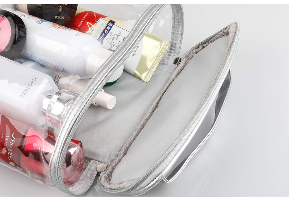 Women PVC Leather Travel Storage Pouch With Handle