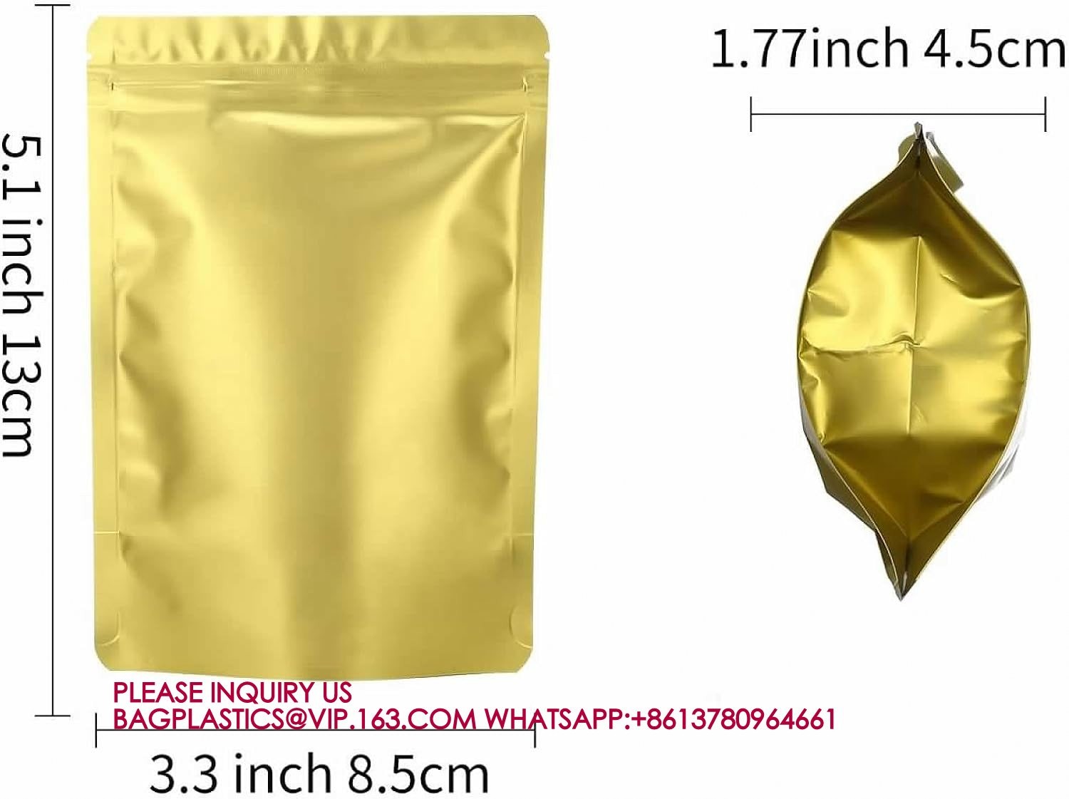 Stand Up Zipper Lock Aluminum Foil Bag, Packaging for Small Businesses, Packaging Bags