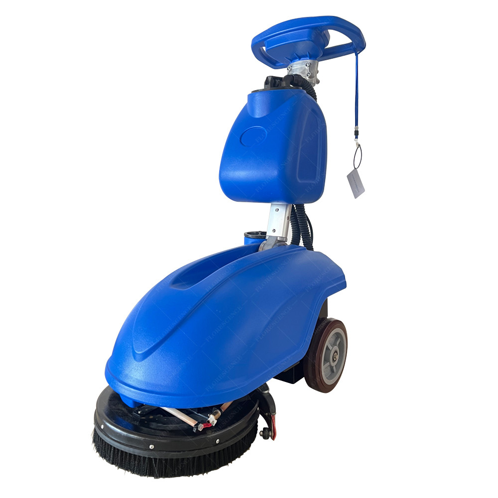 Hand Pushed Cleaning width 350mm Floor Scrubber 2-3 Hours Continuous Operation 20L Wastewater Tank Blue Color