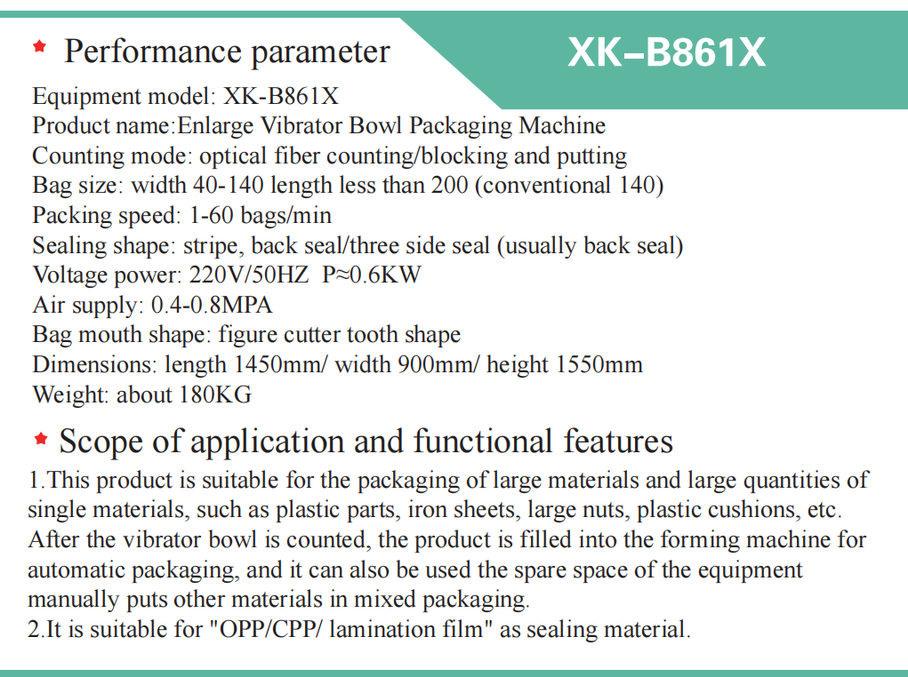 Auto Count Sealing Irons Parts Hardware Fittings Parts Packaging Machine