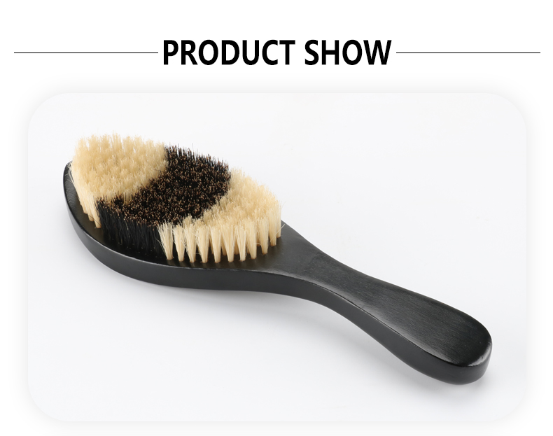 Men'S Two Color Beard Trimming Brush With Beech Wood Handle And Boar Bristles
