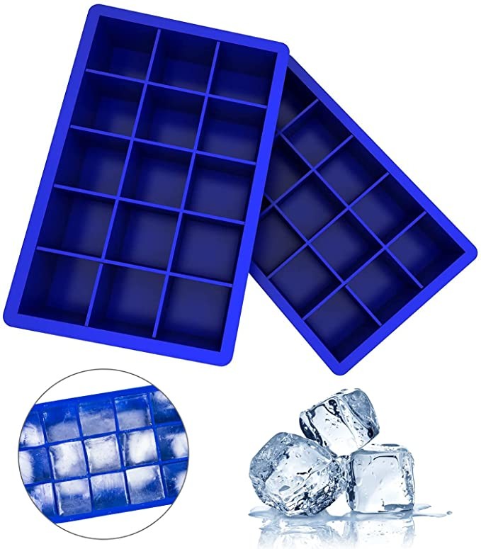 Rectangle 15 Holes Silicone Ice Cube Tray Easy Release Ice Cube Tray Kitchen Tools