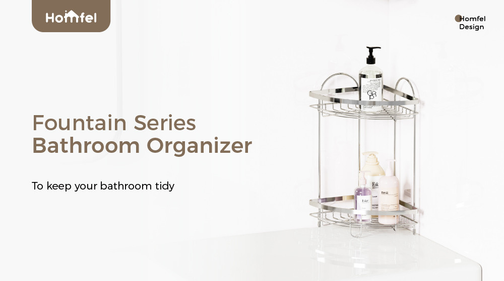 2 tiers Easy Install No-Drilling Wall-Mounted Shower Caddy stainless steel Organizer Rack for Bathroom