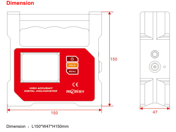 CE 30deg Night Vision Dual Axis Digital Protractor 32 Bit Microprocessor High Precision