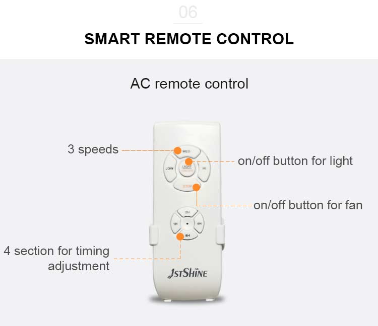 Energy Saving Silent Remote Control LED Ceiling Fan Light with 2- Metal Lamp Body