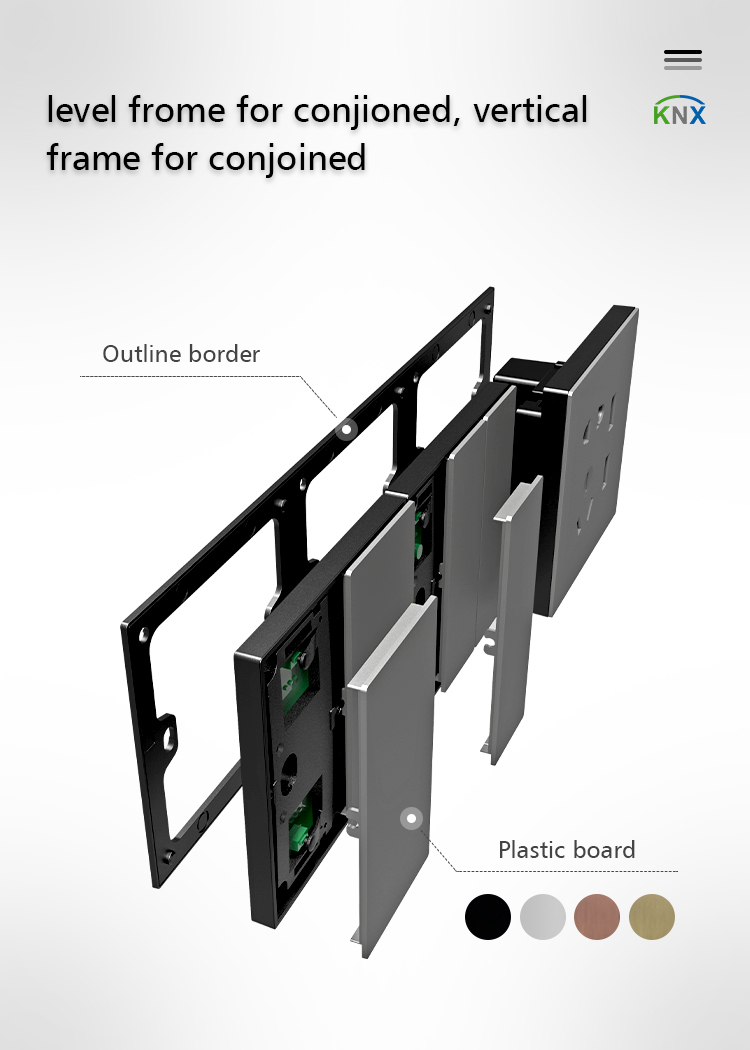 Metal Switch Panel KNX Wall Switch Gold / Black / Grey Color UK Standard
