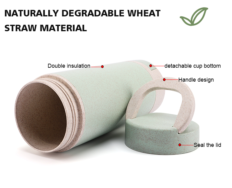 18OZ Hot Sale Reusable and Environmental Cups BPA Free Wheat Straw Water Bottles