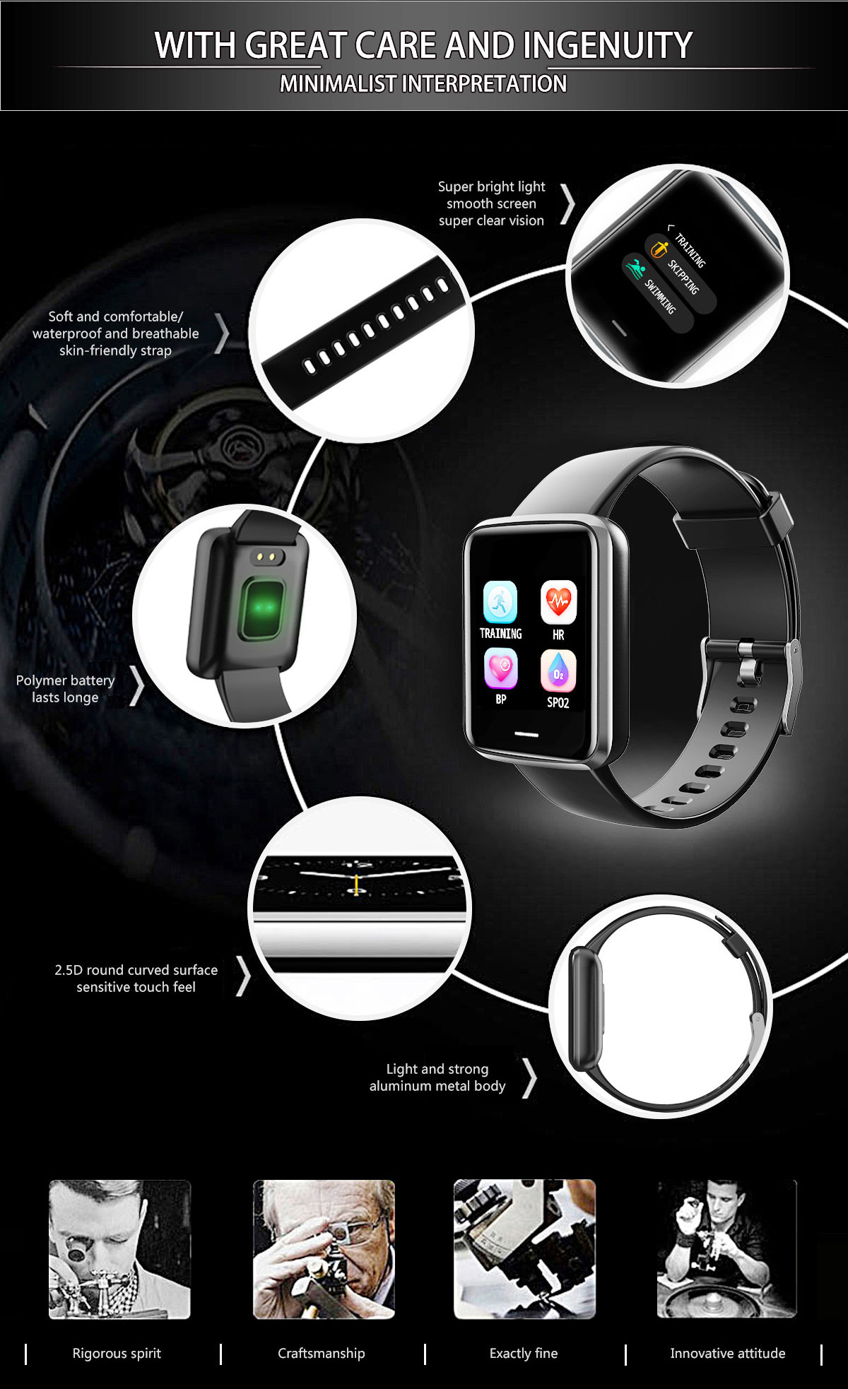 Hazel Full Heart Rate Smartwatch Touch Screen Smart Watch H19D Dynamic 1.3 Inch