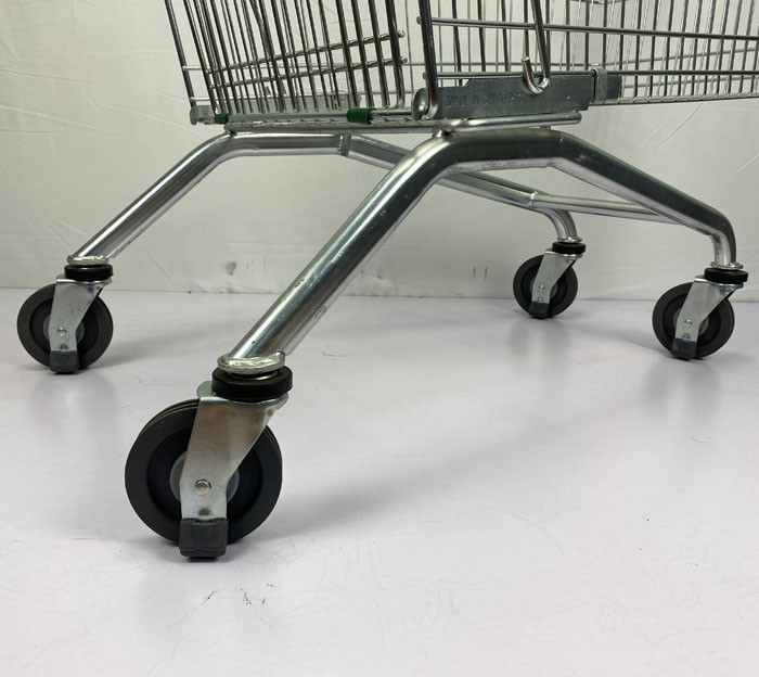 Customized 275L Warehouse Supermarket Shopping Trolley With Green Plastic Parts And Elevator Wheels