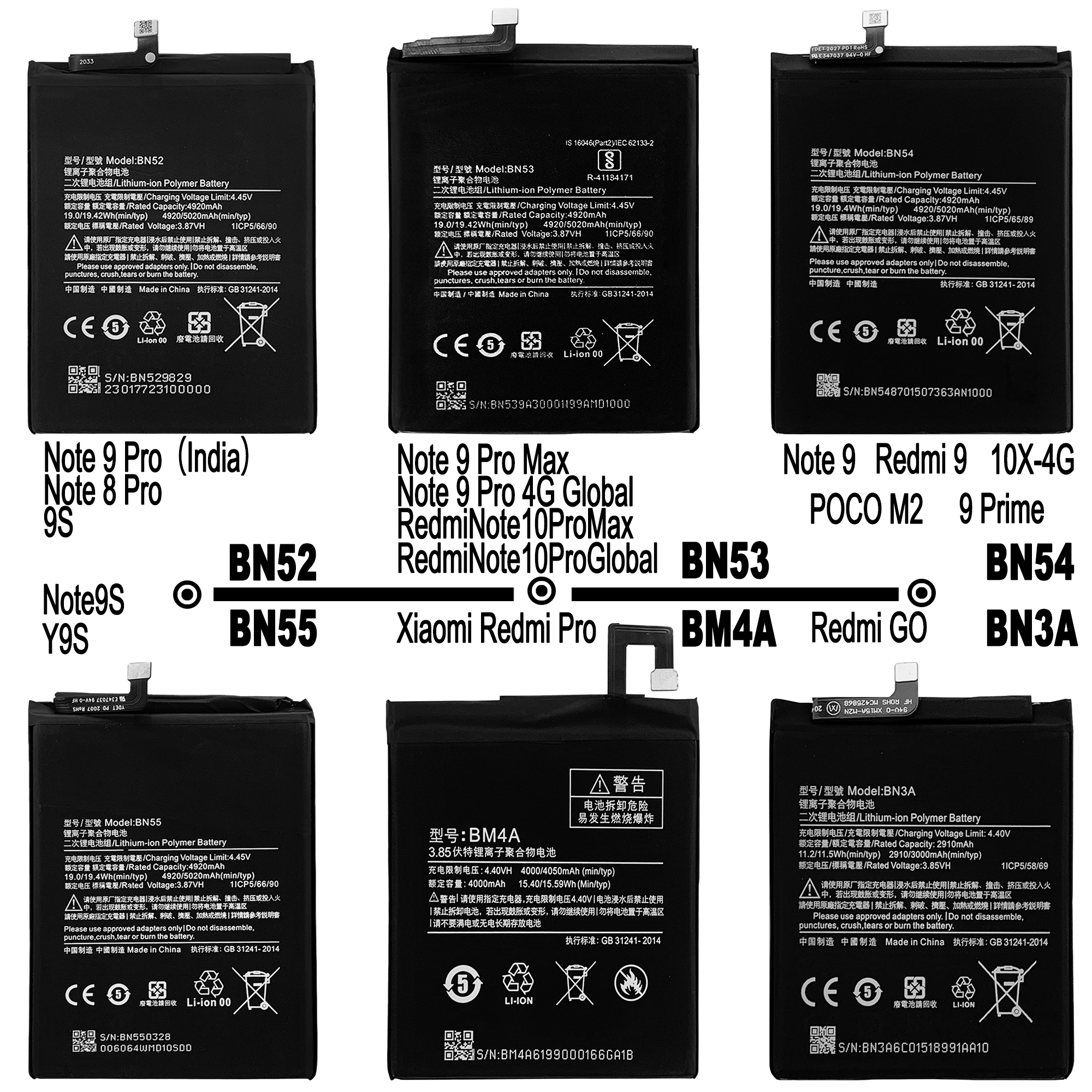 AAA Grade Xiaomi Redmi Original Replacement Battery for 3 3S 3X 4 4X 4A 5 5A 5S 5X M5 6