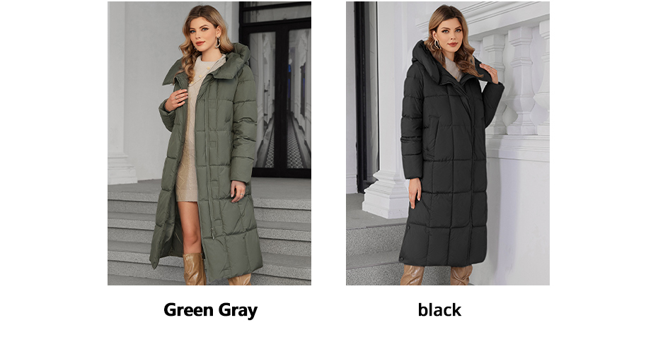 long women jacket, for cold winter coat, lower knees length, dark colours, Winter Warmth Guardian Self Heating Thickened Down / Cotton Jacket,