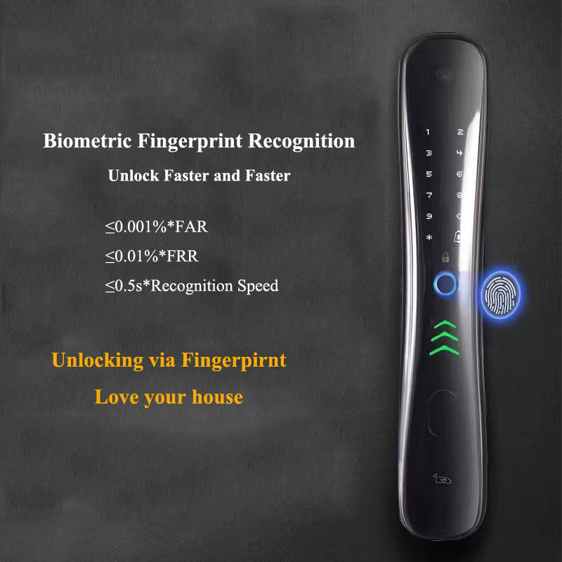 Waterproof Tuya Biometric Smart Wifi Door Lock With Camera Function