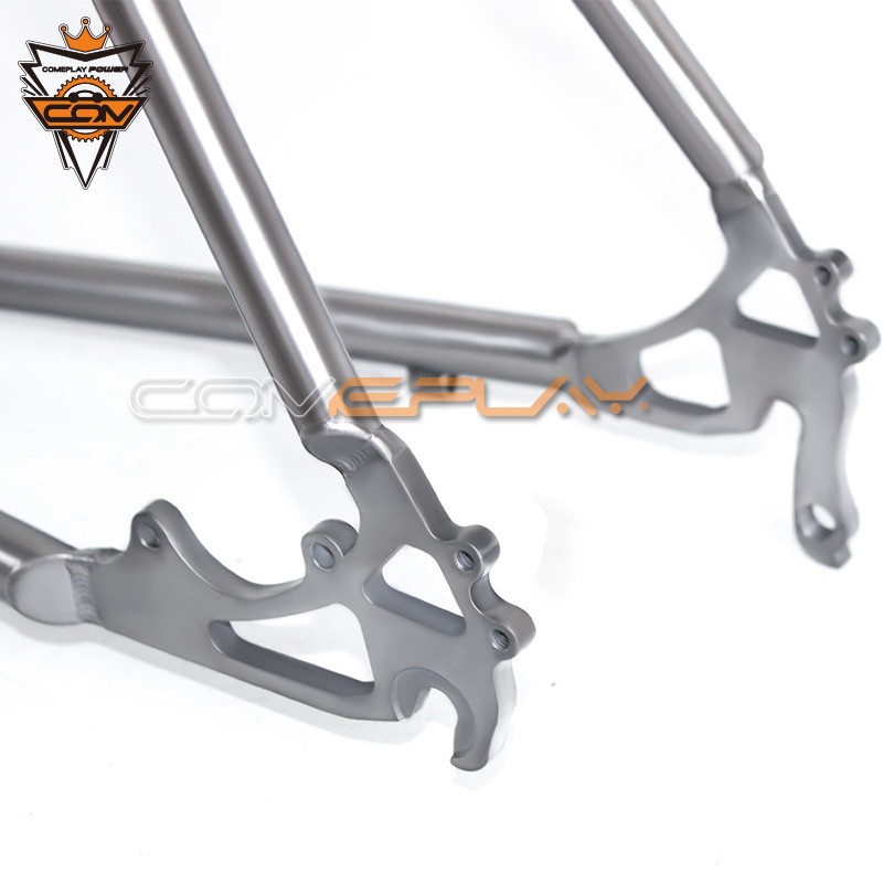 Wide Tire Road Titanium Bike Frame Hand Brush Ti3AL2.5V Ti6Al4V Material