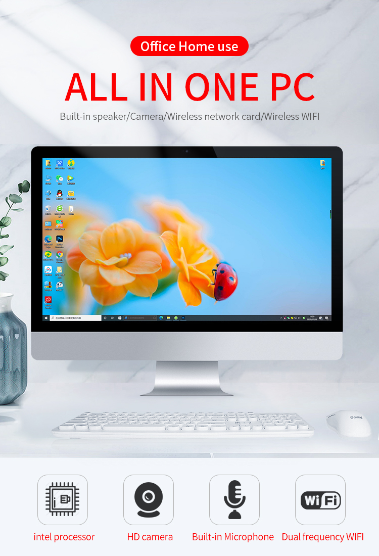 1920x1080 WIN10 23.6 Inch Desktop AIO PC With Touch Screen
