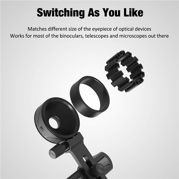 Black Cell Phone Spotting Scope Adapter For Telescope Binoculars Monocular