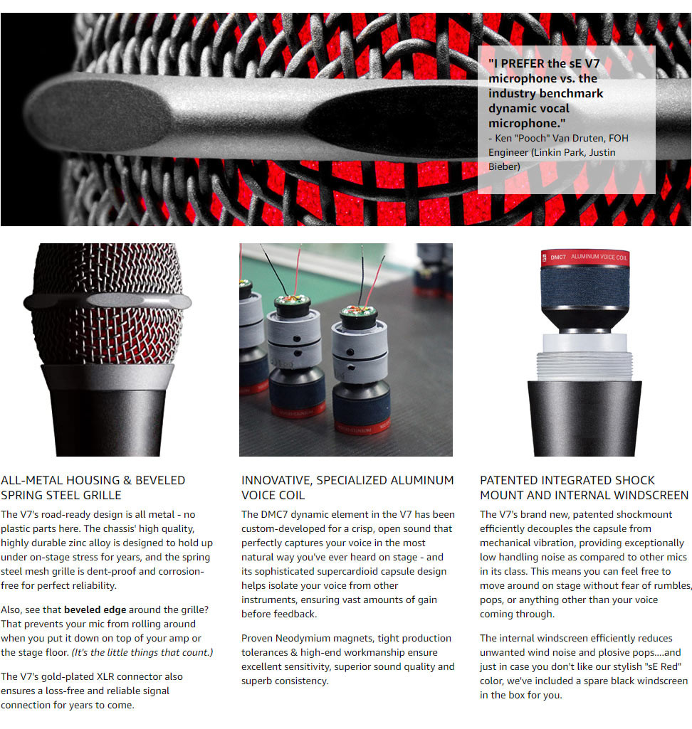 19KHz 300 Ohms Se Electronics V7 Dynamic Microphone