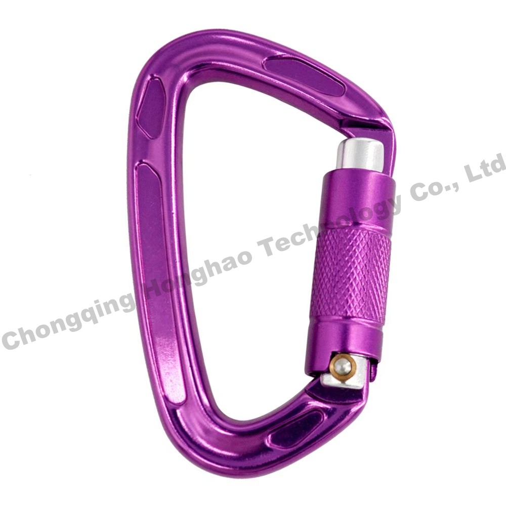 22KN D Shape Auto Lock High Strength Aluminium Alloy Climbing Safety Carabiner Hardware