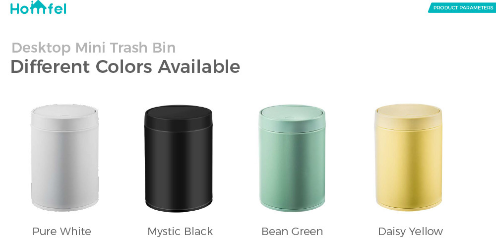 1.5L Steel Desktop Mini Touch Garbage Can Trash Bin for Sustainable Office Waste