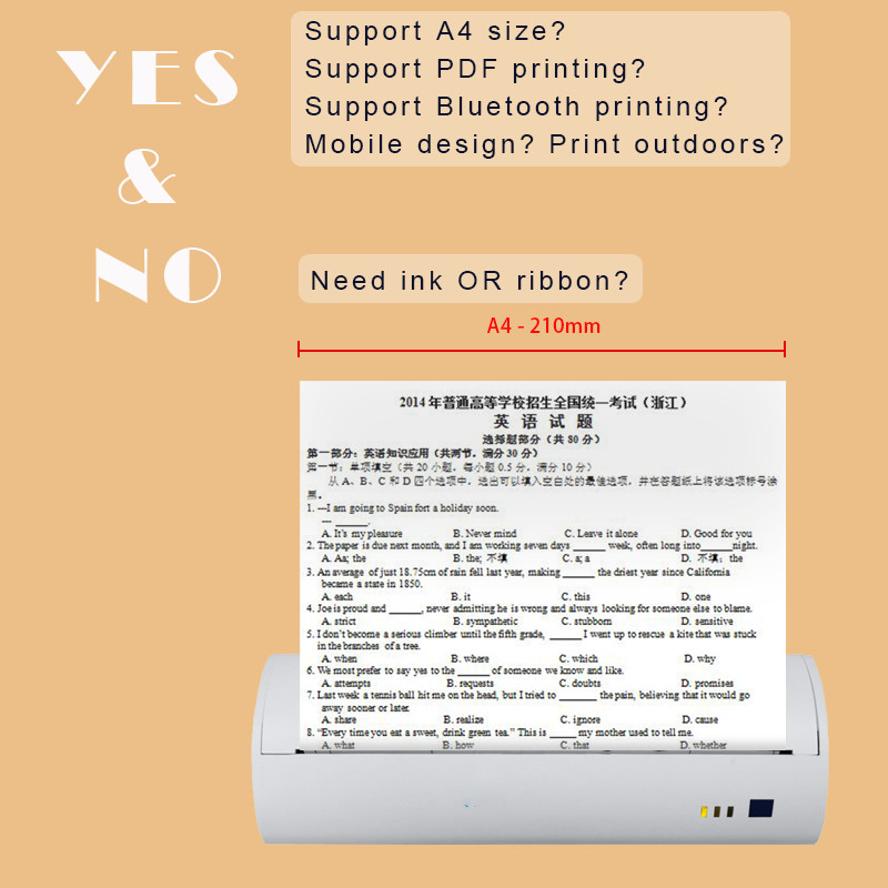 45mm/s A4 Thermal Label Printer Machine For Receipt Photo