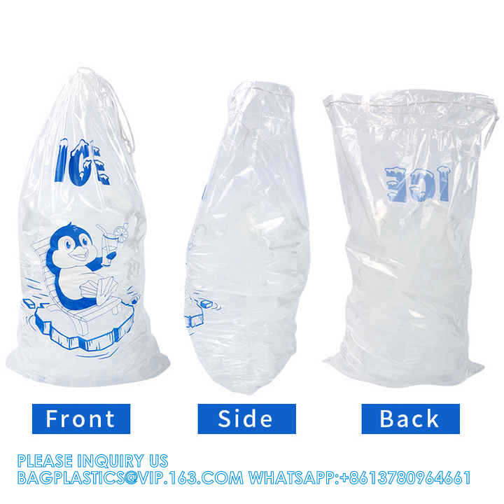 5 Lb. Plastic Drawstring Ice Bags 9 X 17 Inch Heavy-Duty Plastic Ice Bags With Plastic Draw String (2mil Thickness)