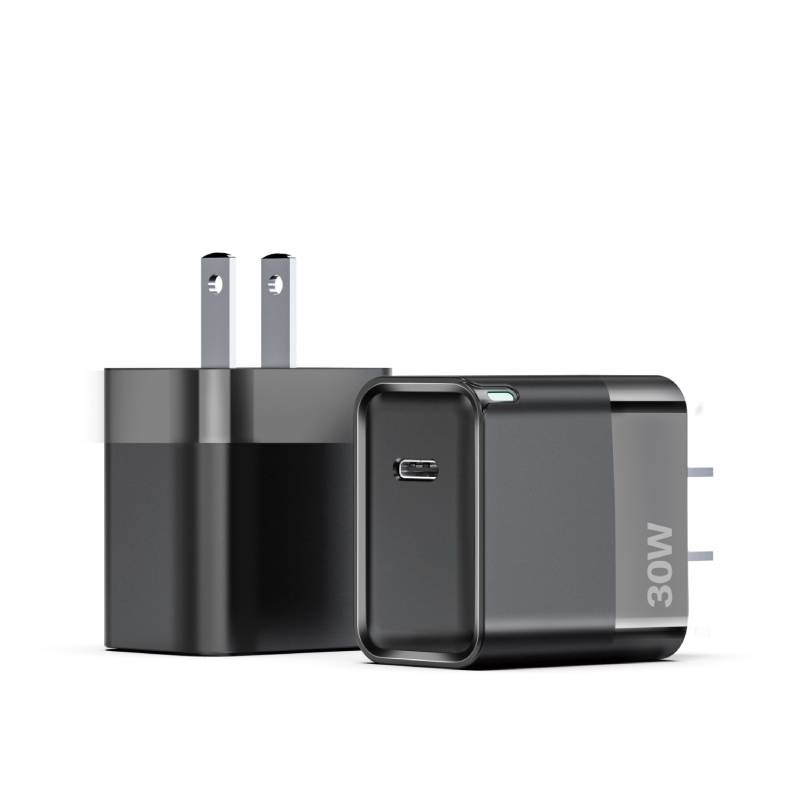 30W Type C Fast Charger with Light , GaN USB C Charger Black/White or Custom Color