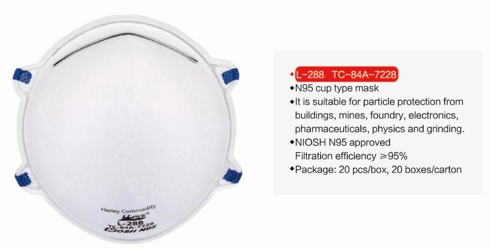 Ready to ship EN149:2001+A1:2009 approved face mask Niosh N95 cup mask