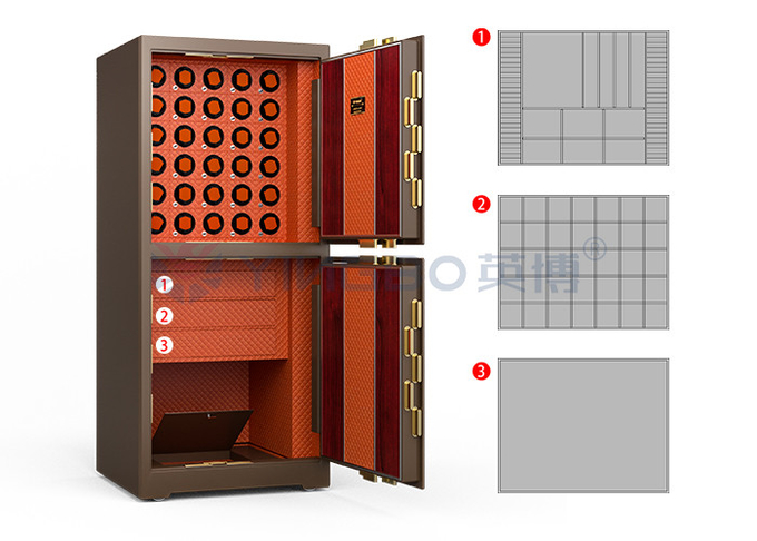 Double Compartment Jewelry Lock Box Fingerprint Lock H1680mm Safe Watch Box