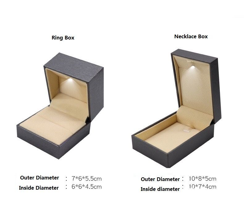 China Wholesale 100% Recyclable Paper Packaging Drawer Box, PU Leather Jewelry Clamshell Box with LED Light for Ring/Earring/Bracelet, Free Samples Available