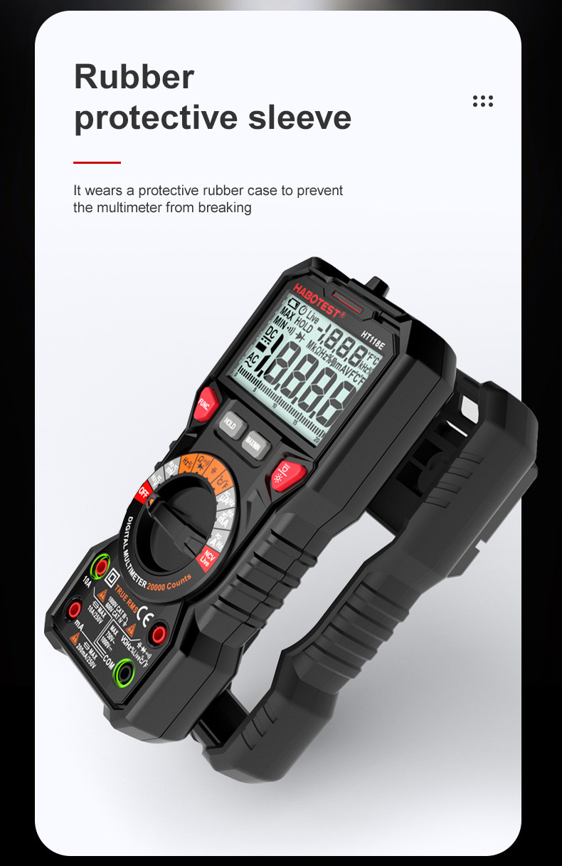 HT118E Digital Multimeter 20000 Counts True Rms NCV HZ Multimeters Transistor Tester Voltimetro Capacitance Meter