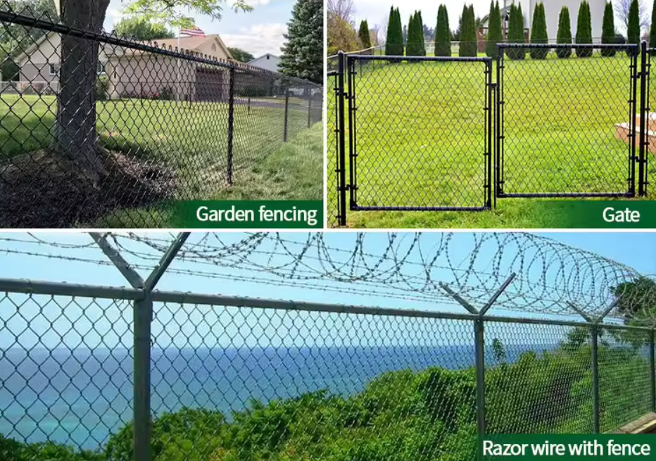 Chain Link Wire Mesh Fence / Wire Mesh Chain Link Fence Aluminum Alloy Wire PVC Coated Square Holes