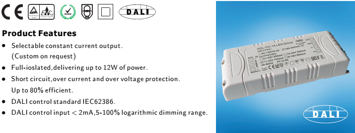 180 - 240V / AC 12w Dimmable Led Driver Constant Voltage Short Circuit Proof