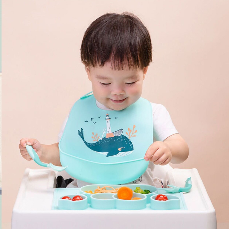 Baby Feeding Suction Bowl Plate With Spoon Customized Crab Shape Bpa