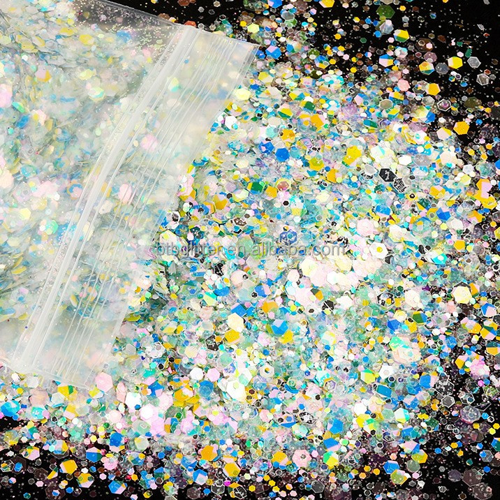 Solvent Resistant Plastic Craft Glitter Chunky Spring Glitter for Resin Art Nail Body Face Eye Makeup Made in Europe