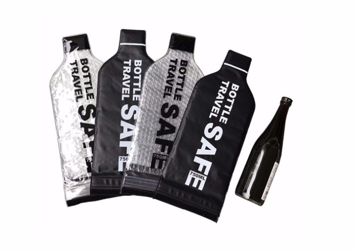 Protective PVC Wine Bag , Portable Wine Bubble Bag For Glass Bottle Protector