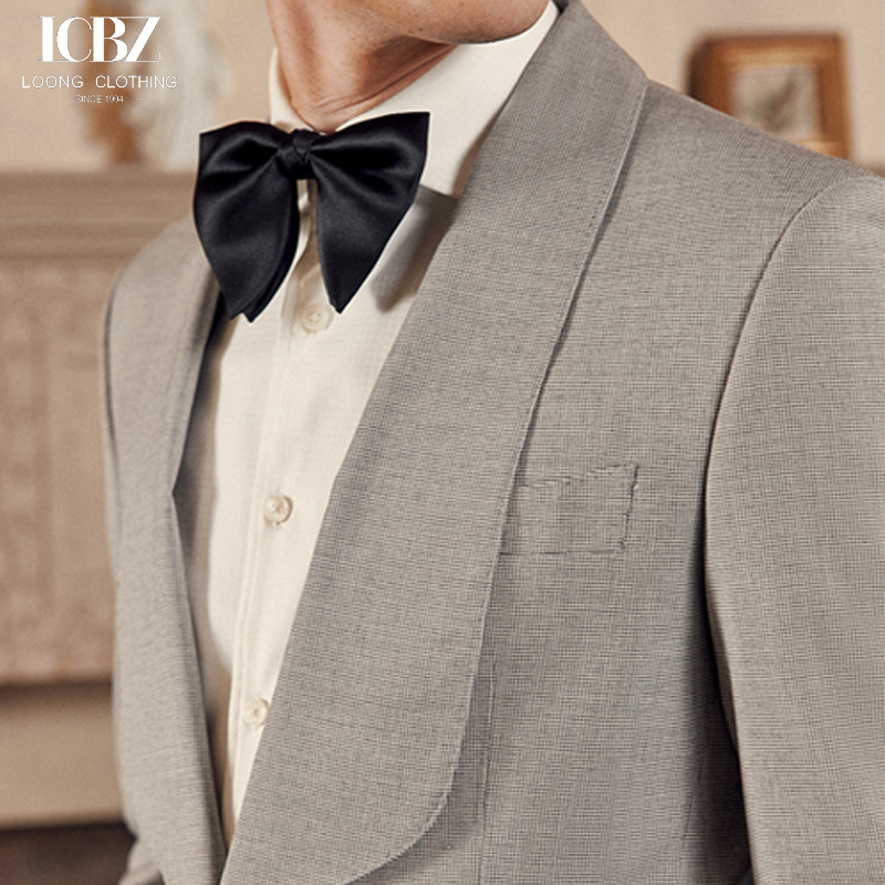 Wool / Silk Custom Banquet Formal Wear Shawl Lapel Suit for Men's Wedding Groom's Dress
